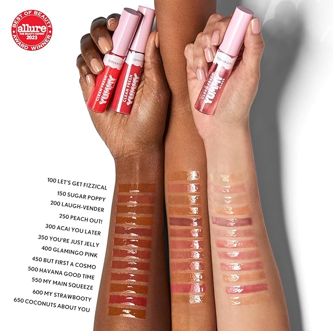 COVERGIRL Clean Fresh Yummy Lip Gloss, Sheer, Natural Scents, Vegan Formula - 350 You're Just Jelly, 0.33 fl oz