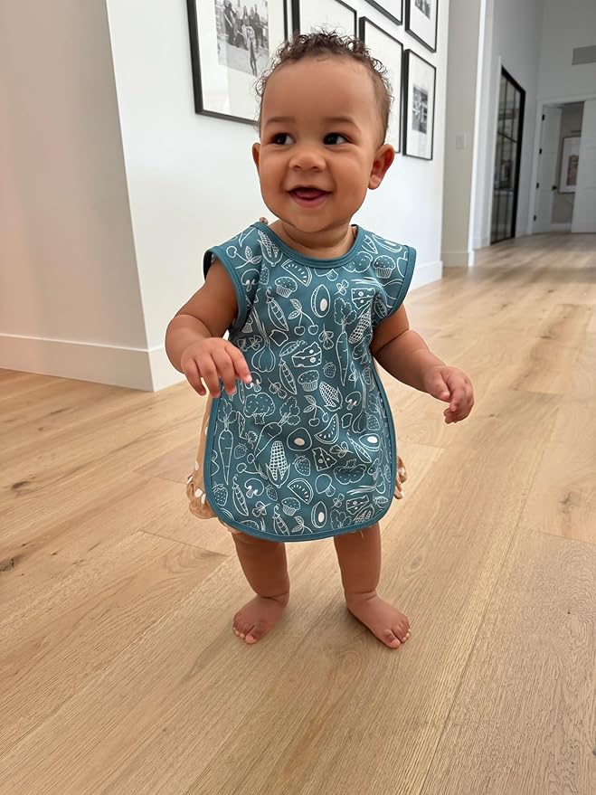 BapronBaby Neutral Foodie Bapron - No Neck Tie Safer Bib for Baby & Toddler - Soft Waterproof Stain Resistant - Machine Washable - Sz Baby/Toddler 6m-3T