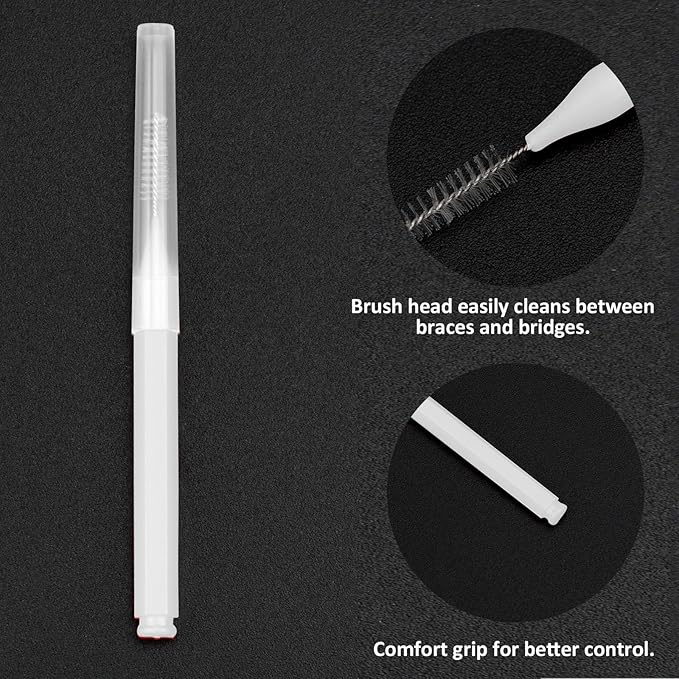 Patelai 100 Pieces Braces Brush for Cleaner Interdental Brush Toothpick Dental Tooth Flossing Head Oral Dental Hygiene Flosser Toothpick Cleaners Tooth Cleaning Tool(White, Black, Pink,Proper Size)