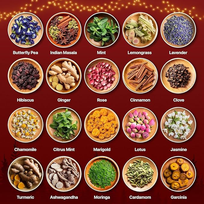 BLUE TEA - Advent Calendar 2025 (Red) - 24 Tea Bags - Plant Based - 24 Unique Tea | Limited Edition | Sampler & Variety Pack | Caffeine Free - Herbal Tea - Christmas Holiday Unique Advent Calendar Tea Gift Set | Gift Idea for Men and Women