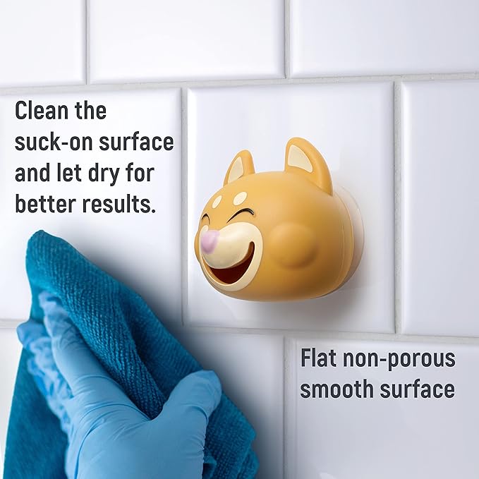 Hoobbe Animal Toothbrush Holder, Kids Suction Toothbrush Holder with Mirror/Glass/Wall Mounted Suction Cup, Bathroom Organizer, Accessories and Decor (Polar Bear), for Kids