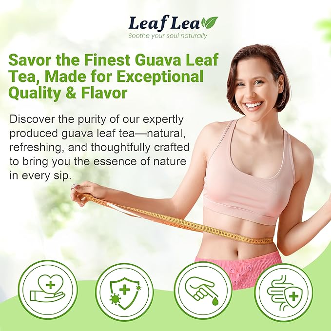 LeafLea Guava Leaf Tea, 80 Fresh-Sealed Tea Bags, Herbal Tea Made from Natural Guava Leaves (Hojas de Guayaba), Digestive Support & Immune Balance, Caffeine-Free, Sugar-Free, Pack of 2