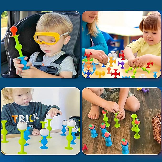 Big Suction Bath Toys for Kids Ages 3-8 , 36 PCS Fidget Suction Cup Toys Construction Set Water Toys for Babies and Toddlers,Window Building Toy Road Trip Travel Essentials for Kids Gifts