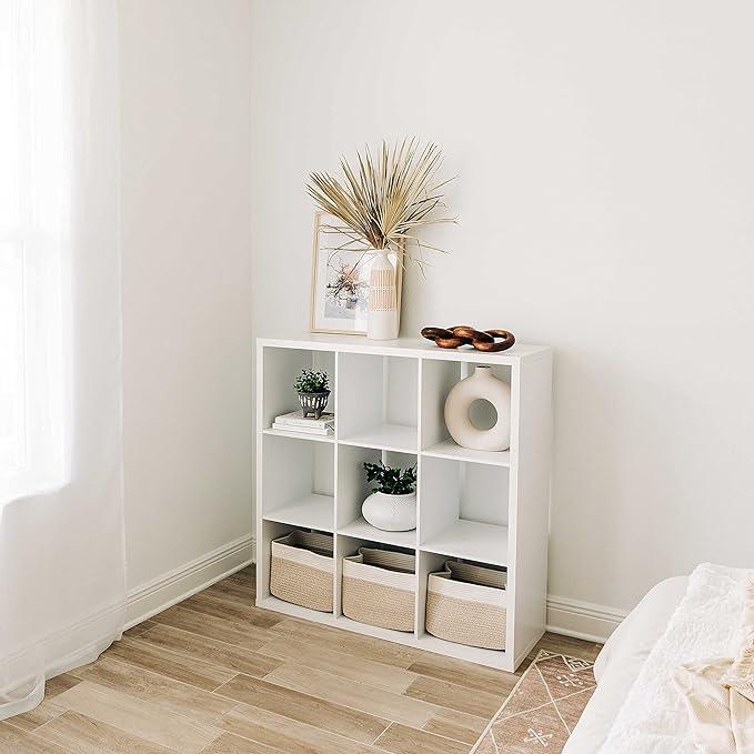 OrganiHaus Set of 3 Woven Storage Baskets for Shelves, Decorative Organizer Bins for Closet & Bathroom, Multipurpose Home Organization Baskets, Toy Storage Basket - Honey/Off-White, 15x9x10 inches