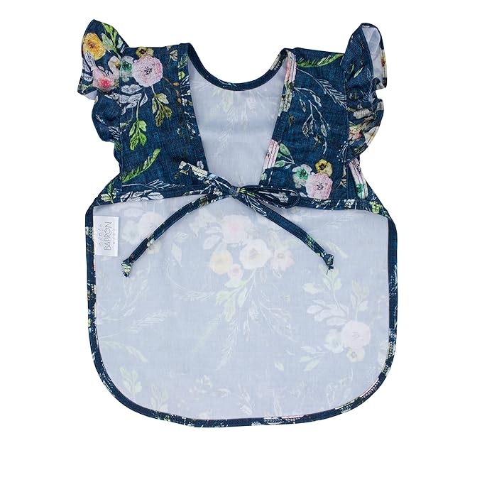 BapronBaby Flutter Boho Floral Bapron - No Neck Tie Safer Bib for Baby & Toddler - Soft Waterproof Stain Resistant - Machine Washable - Sz Preschool 3-5yrs