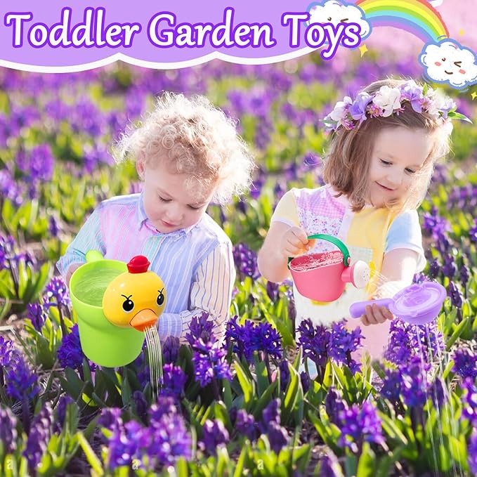 Bath Toys for Toddlers 1-3, NO Hole 6pcs Toddler Bath Toy for 1 2 3 Duck Watering Can Outdoor Garden Beach Water Pool Toys for Baby Toddler Age 1-4 Water Table Toy for Kids 2-4 Bathtub Gift