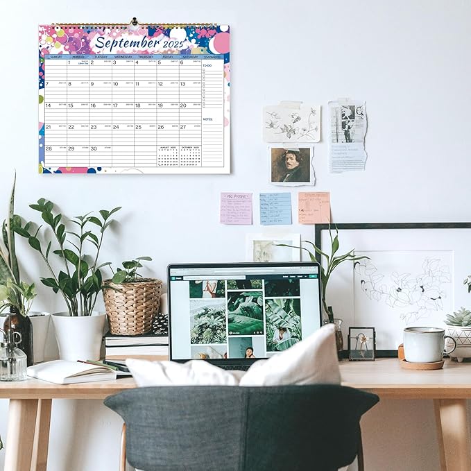 2025-2026 Wall Calendar, Calendar 2025-2026, 18 Month Calendar July 2025 - December 2026, 14.8" X 11.5", Calendar with Twin-Wire Binding, Hanging Hook and Julian Dates (Multi Colorful)