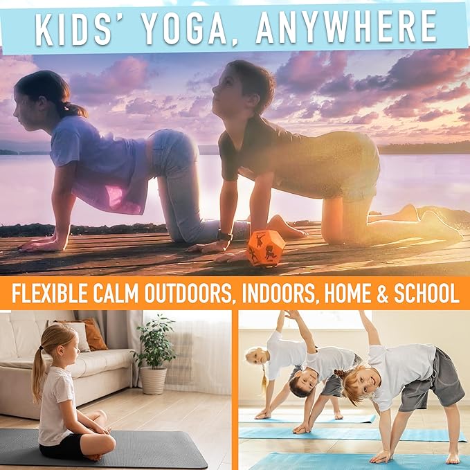 Yoga Dice - Yoga for Kids, Pose and Play Peaceful Kids Stretching Gymnastics Games and PE Equipment for Elementary School, Kindergarten, and Preschool, 12-Sided Foam Large Dice for Children