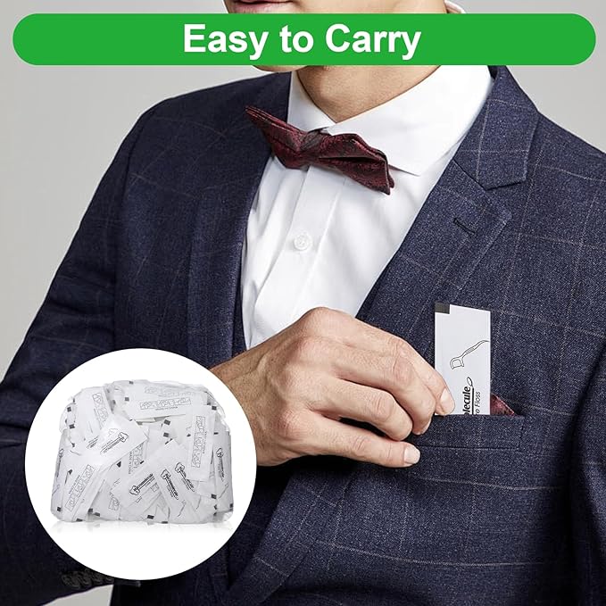 1000 Count Dental Flossers, Individually Wrapped Floss Picks, Floss Singles Bag, Toothpicks Flossers for Adults, Dental Picks Oral Care Teeth Clean Flat Wire