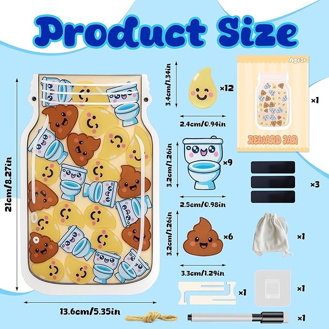 Yoink Reward Jar for Kids, Potty Training Reward Jar with 27 Fun Tokens, Potty Rewards for Toddlers Boys and Girls, Home and Classroom Good Behavior Management Tool