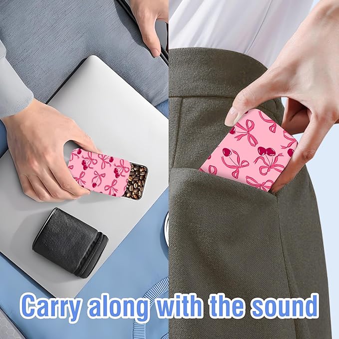 Portable Dental Floss Case, Refillable Cute Travel Floss Dispenser for Men & Women, Pocket Travel Floss Picks Case for Purse, Backpack, Bag Pink Ribbon Bows