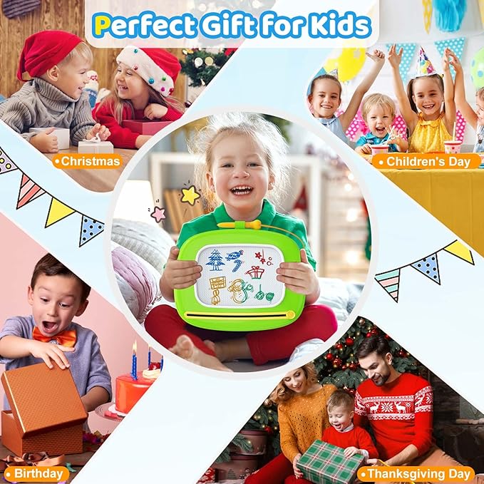 Kikidex Magnetic Drawing Board, Toddler Girl Toys for 1-2 Year Old, Doodle Board Pad Learning and Educational Toys for 1 2 3 Year Old Baby Kids Birthday Gift(Green)