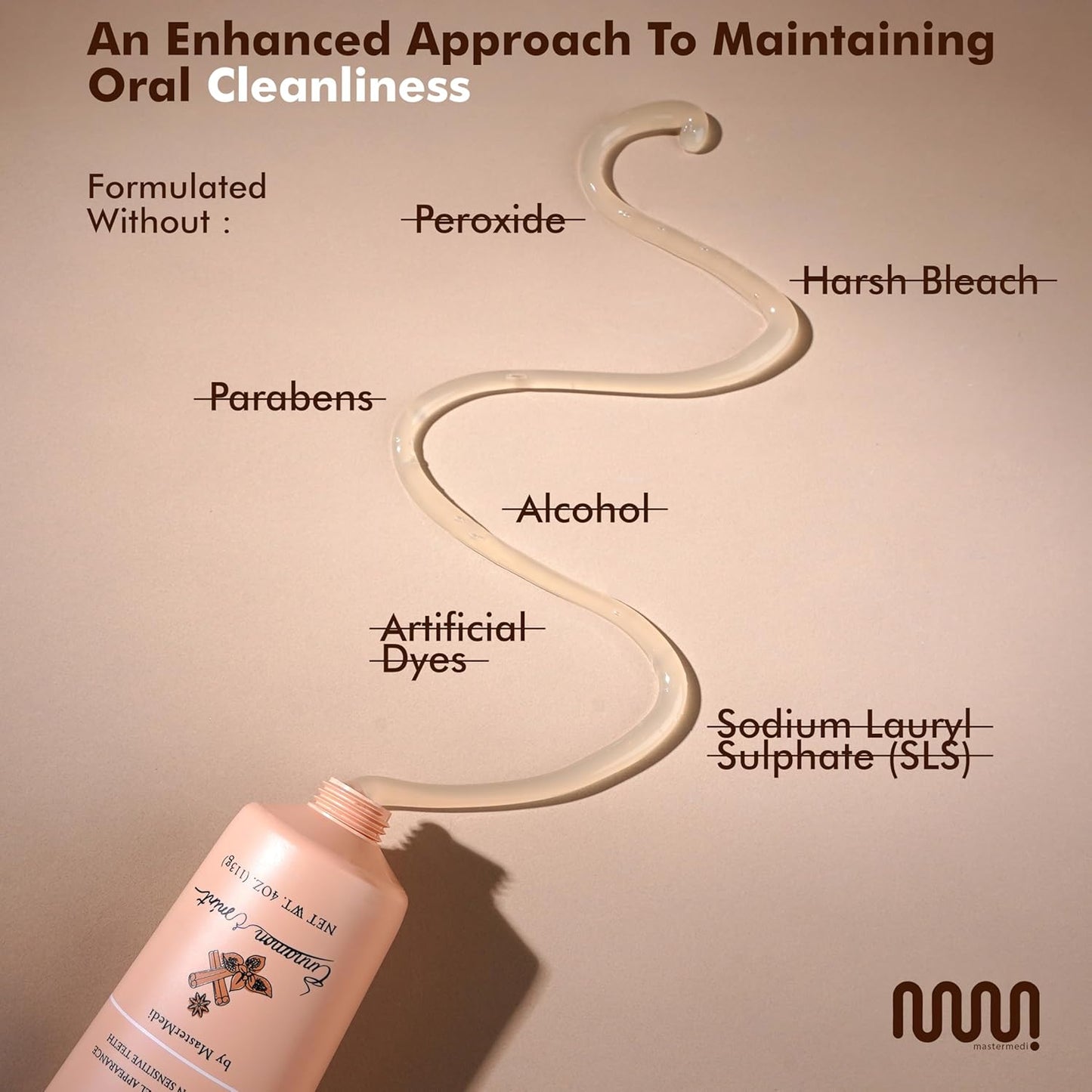 MasterMedi Nano Hydroxyapatite Toothpaste (Inspired by 10% nHA Formulas), Fluoride-Free, Whitening & Sensitivity Relief, Enamel Repair Support, SLS-Free, Xylitol, Mint & Cinnamon 4 Oz (Pack of 1)