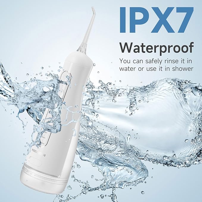 Water Flosser for Teeth with Detachable Washable Tank, 5 Modes Rechargeable Cordless Oral Irrigator, 300ml Portable Dental Flosser, IPX7 Waterproof for Home & Travel, White
