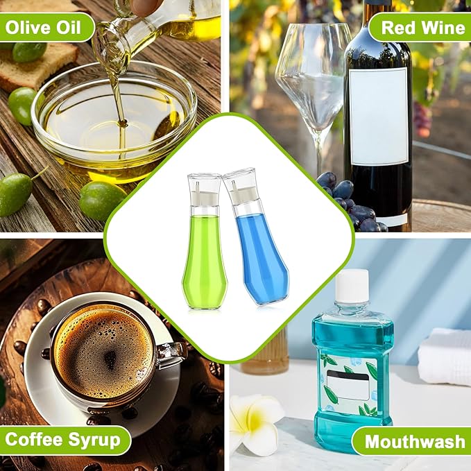 Glass Mouthwash Dispenser for Bathroom, 8.8 oz Refillable Mouthwash Container With Lid Cup, Small Clear Mouthwash Bottle for Countertop