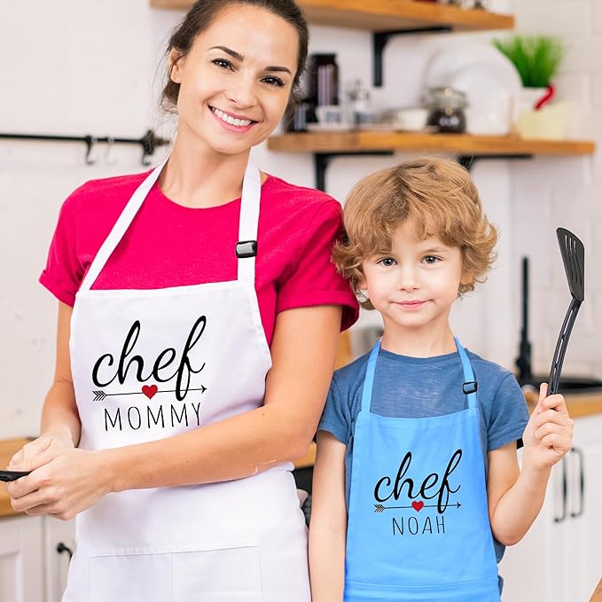 Personalized Kids Apron For Cooking, Toddler Apron for Girls and Boys, Chef Aprons For Women, Christmas Gift For Kids, Christmas Gifts for Mom