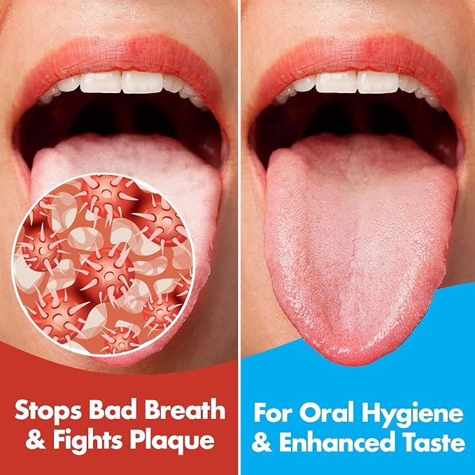 Tongue Scrapers - Pack of 2 - Stainless Steel Tongue Cleaners Brush for Help Getting Rid of Bad Breath & Bacteria - Food Scraper to Keeps Mouth & Teeth Healthy and Clean - Essential Dental Hygiene Kit