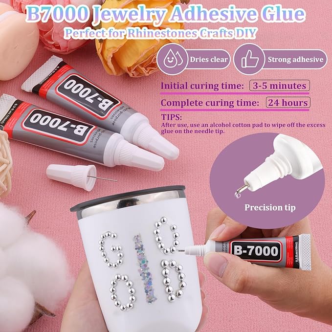 13500Pcs Flatback Pearls for Bedazzling (Silver) with B7000 Jewelry Glue, Assorted Size 2/3/4/5/6/8/10mm Half Pearl, Bedazzling Gems for Crafting Clothing Tumbler Shoes Embellishment Nail Art