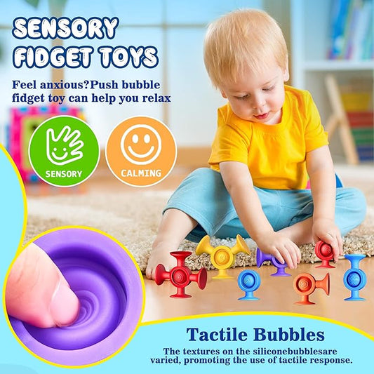 Toddler Stocking Stuffers for Kids - Suction Bath Toys Sensory Fidget Toys for Autism Fine Motor Skills Suction Cup Toys Bathtub Toys Window Airplane Travel Toys for Kids