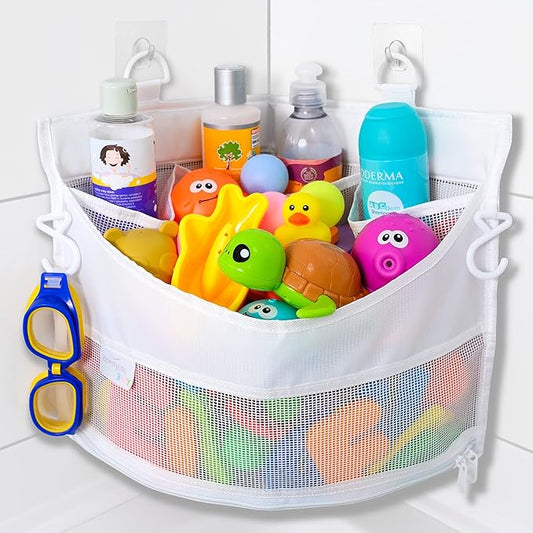Comfylife Mesh Bath Toy Holder Organizer – The Perfect Corner Bathtub Toy Storage & Bathroom or Shower Caddy – This Multi-use Net Bag Makes Baby Bath Toy Storage Easy – For Kids & Toddlers