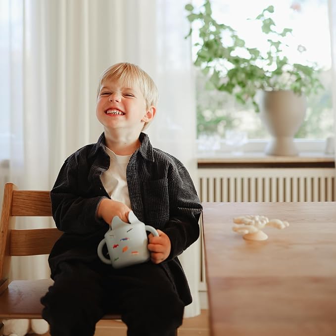 mushie Silicone Snack Cup | Spill Proof Food Container for Toddler and Baby (Retro Cars)