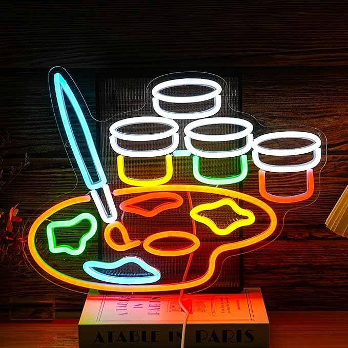 Paint Neon Sign Dimmable Painting Disc Neon Light Signs for Wall Decor USB Powered Draw LED Light Up Sign for Studio Painting Classroom Art Wall Decoration (Multicolored)