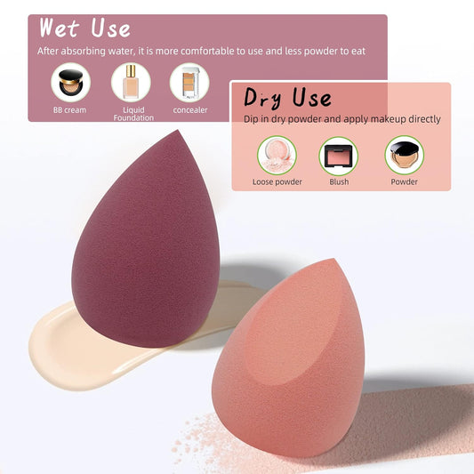 COSTICA Makeup Sponge, 8 Pcs Beauty Blender for Foundation Blending Sponge, Pink Makeup Blender with Storage Box, Flawless for Liquid Cream and Powder