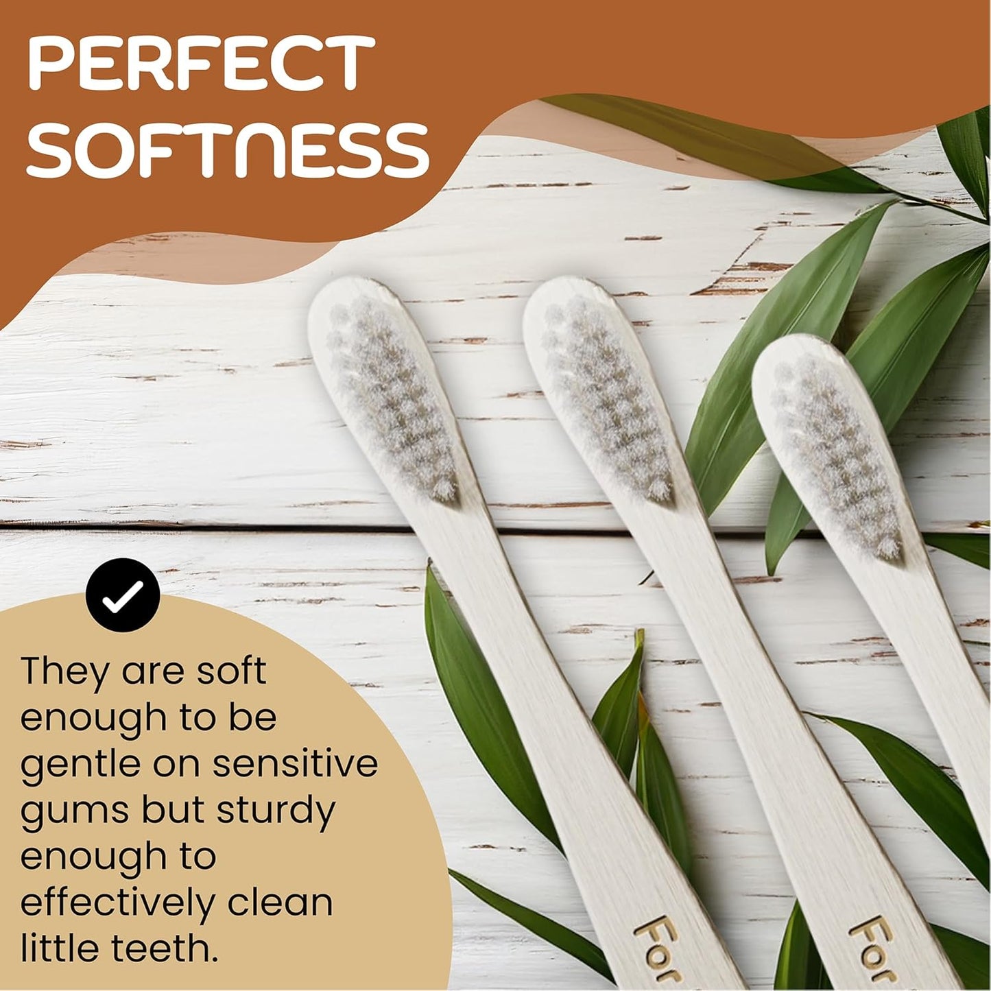 Oral Aid Bamboo Toothbrushes for Kids, Bamboo Handle, Eco-Friendly Kids Bamboo Toothbrush Set, Soft Bristle, Biodegradable Packaging, 4 Pack