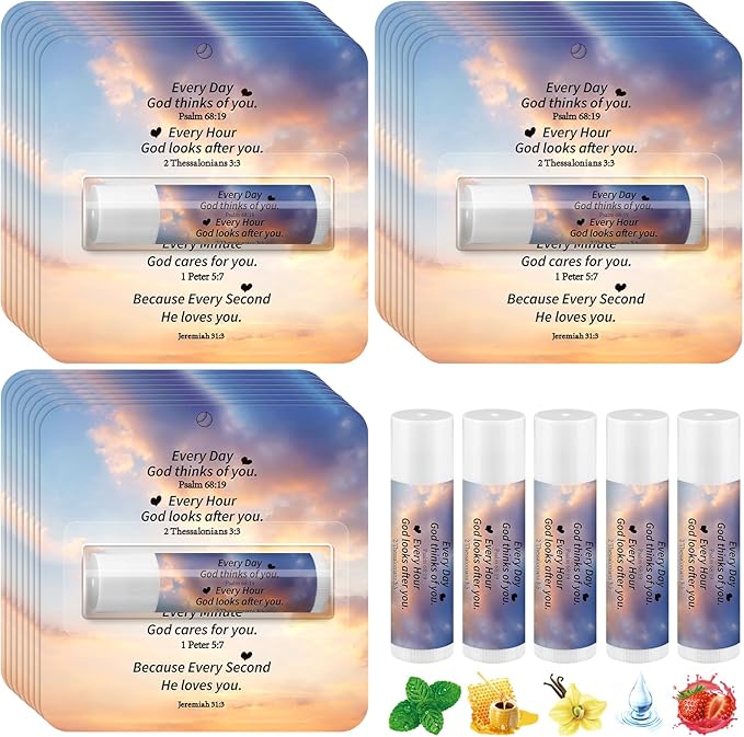 25 Pack Christmas Stylish Gifts Bible Verse Lip Balms 5 Flavor Bulk for Women Men Christian Religious Church Party Favors with Scripture Inspirational Gifts for Coworkers Staff