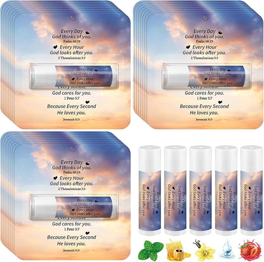 25 Pack Christmas Stylish Gifts Bible Verse Lip Balms 5 Flavor Bulk for Women Men Christian Religious Church Party Favors with Scripture Inspirational Gifts for Coworkers Staff