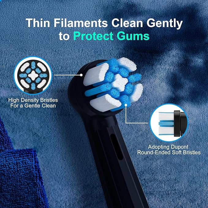 [Upgraded 2025] AmuLumon 4-Pack Ultra-Soft Toothbrush Heads for Oral-B iO Series (iO3/iO4/iO5/iO6/iO7/iO8/iO9/iO10) – Gentle Gum Care, Hygienic Travel-Ready Replacement Brush Heads (Black, 4PACK)