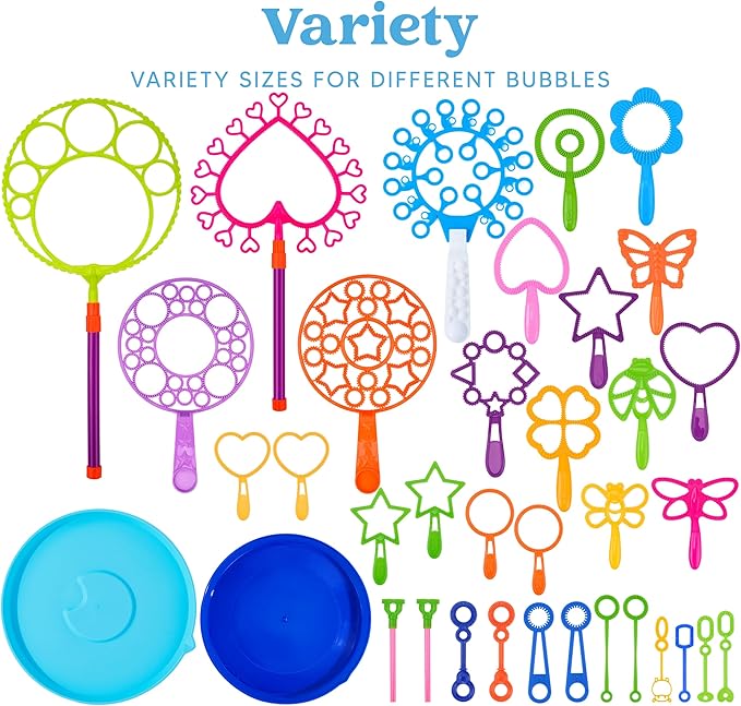 JOYIN Big Bubble Wands Set, Giant Bubble Wand Toys with Tray Bulk for Kids Adults, Summer Toys, Birthday Party Favors, Outdoor Activities, Easter Basket Stuffers