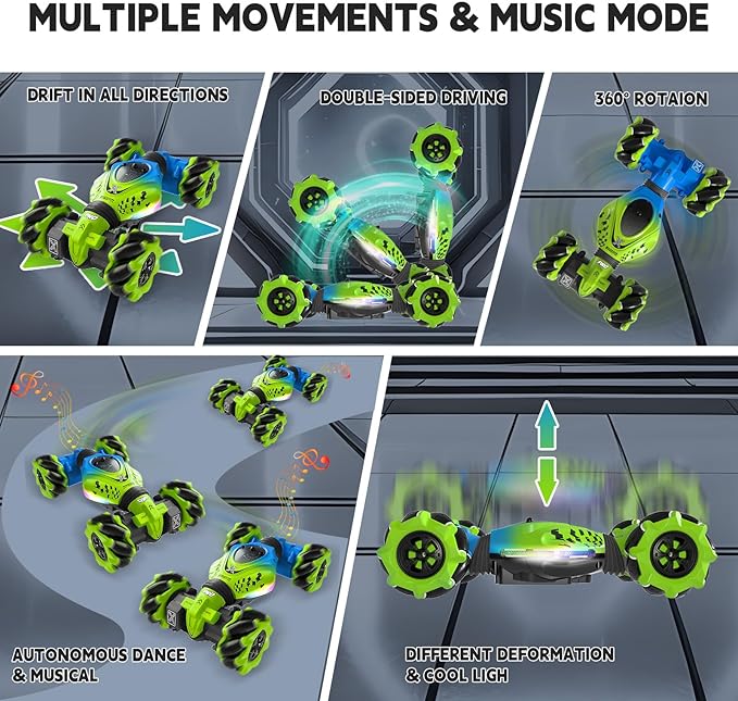 Remote Control Car - RC Drift Car for Boys Age 8-12, Gesture Sensing RC Stunt Cars 4WD Hot Wheels Cars Toy for Kids 4 5 6 7 8 9 10 Year Old Boy Birthday (Green)