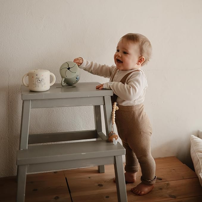 mushie x Bluey Silicone Snack Cup | Spill Proof Food Container for Toddler and Baby (Bluey Sage)