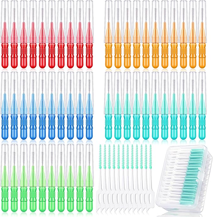Patelai 350 Pieces Interdental Brush Tooth Floss Tooth Cleaning Tool Toothpick Dental Flossing Head Oral Flosser Soft Picks Refill Dental Flosser Toothpick Cleaners(Mixed Color)