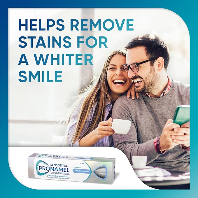 Sensodyne Pronamel Gentle Teeth Whitening Enamel Toothpaste for Sensitive Teeth, to Reharden and Strengthen Enamel, Amazon Exclusive, Fresh Mint - 4 Ounces (Pack of 4)
