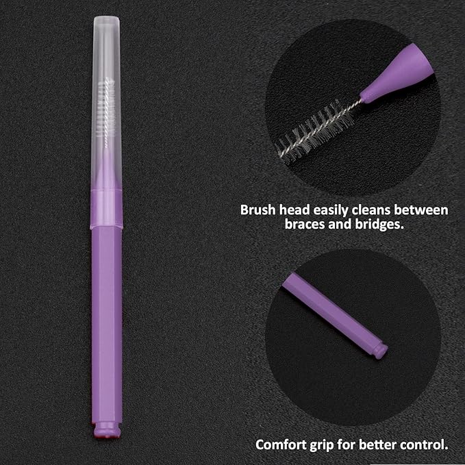 Patelai 100 Pieces Braces Brush for Cleaner Interdental Brush Toothpick Dental Tooth Flossing Head Oral Dental Hygiene Flosser Toothpick Cleaners Tooth Cleaning Tool(Pastel Colors,Mixed Size)