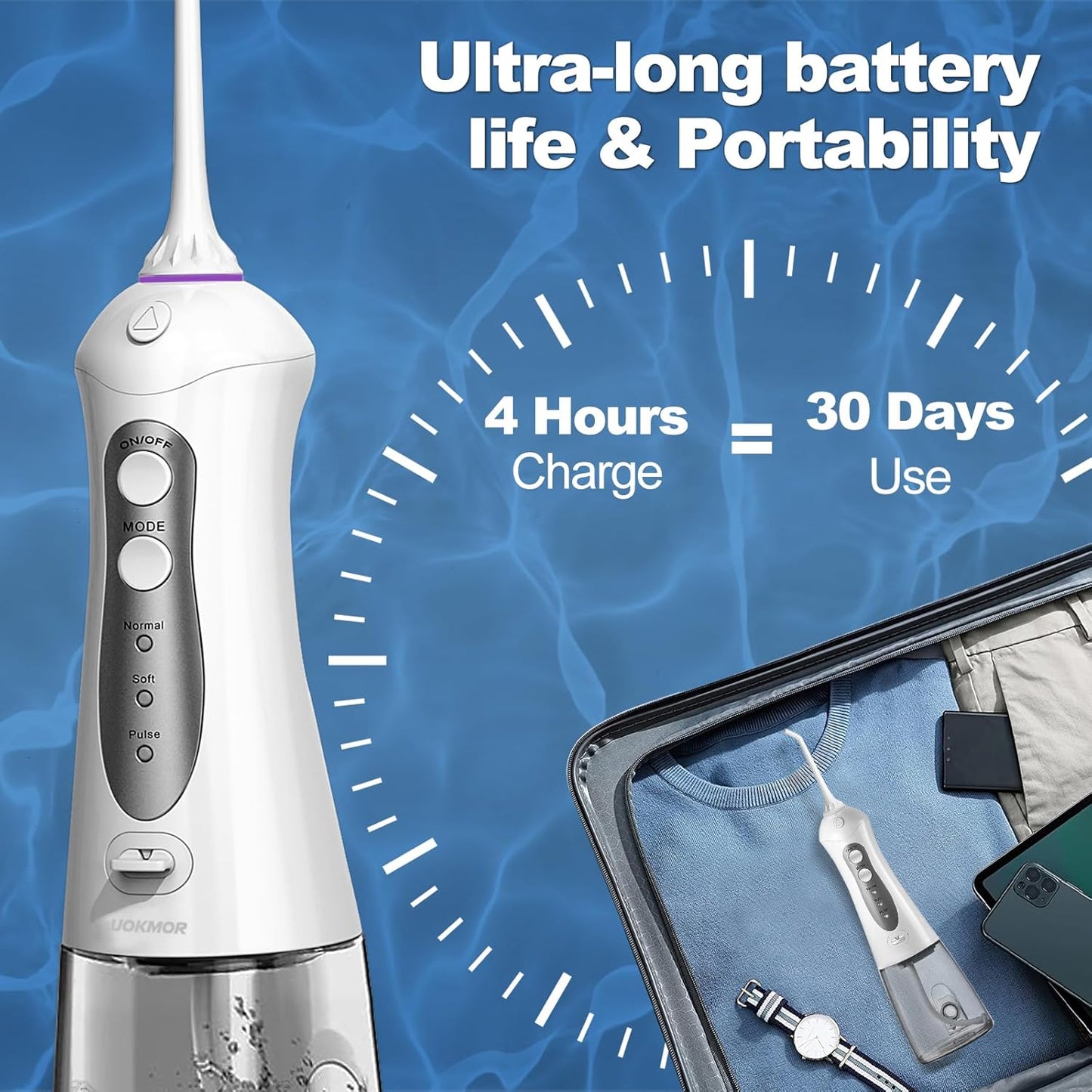 Water Flosser Cordless Teeth Pick: Portable Adults Dental Oral Irrigator for Travel Flossers Cleaning Picks 300ML