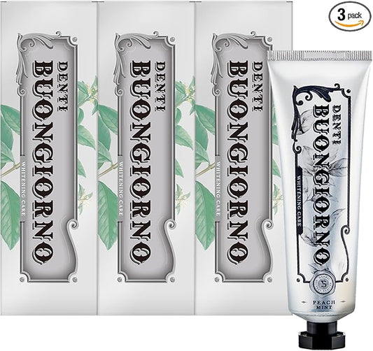 Peach Mint WHITENING Toothpaste (3 Pack) – Natural Fluoride Korean Toothpaste for Teeth Whitening, Plaque Removal, Strengthens Enamel, Paraben & SLS Free (3.52fl oz / 100g)