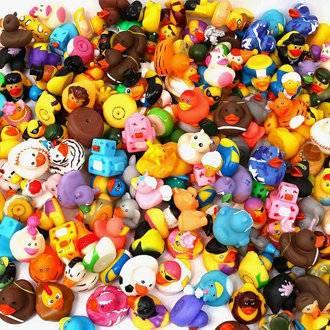 XY-WQ Rubber Duck 100 Pack for Jeeps Bath Toy Assortment - 2.3 Inch Bulk Floater Duck for Kids - Baby Showers Accessories - Party Favors, Birthdays, Bath Time, and More (50 Varieties)