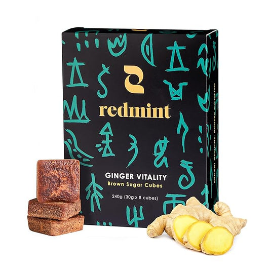 Redmint Brown Sugar Ginger Tea Cube for Menstrual Cycle, Digestive & Immune Support | Natural TCM-Inspired Herbal Cube | Taiwanese Brown Sugar & Ginger,30g × 8 Cubes