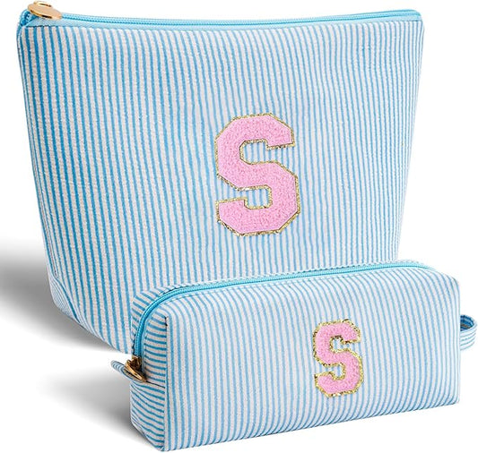 Gifts for Girls Teens Kids - Birthday Gift for Daughter Sister Her,Travel Essentials,Teen Girl Essentials,Cute Trendy Stuff Makeup Bag Set Cosmetic Bag - Blue,S