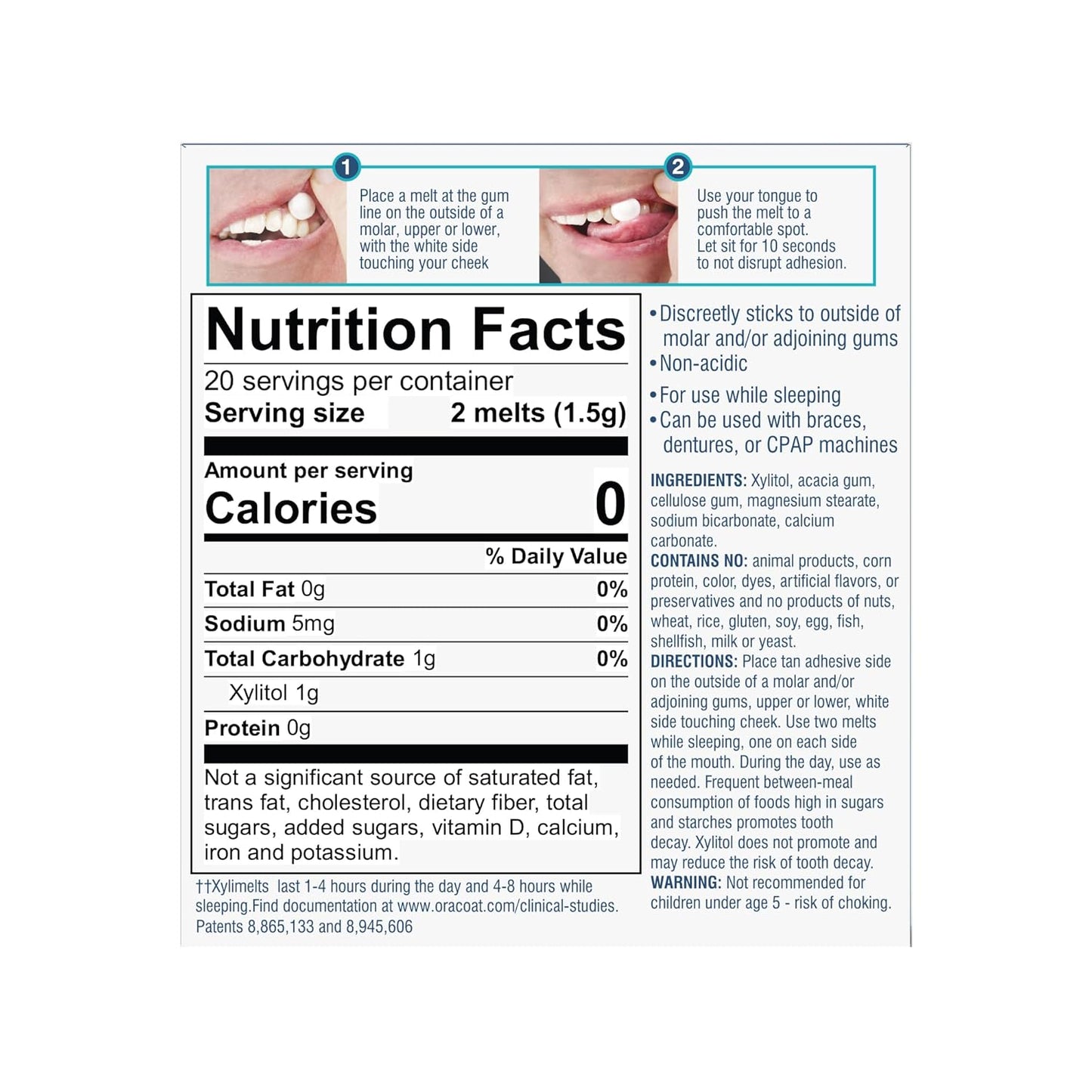 Oracoat XyliMelts for Dry Mouth Night Time or Day - Moisturizing Dry Mouth Adhering Discs, Sugar Free with Xylitol, 40 Count - 6 Pack, Slightly-Sweet Flavor, 8-Hour Relief