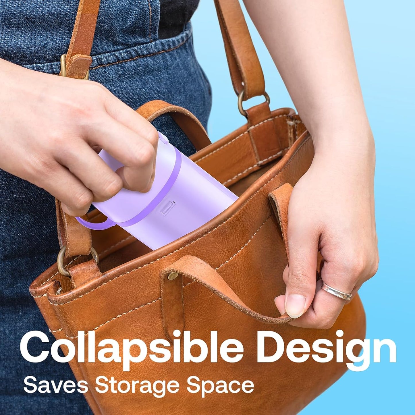 Bitvae P1 Water Dental Flosser, Portable Water Cleaner Picks, Cordless Mini Water Teeth Cleaners with Telescopic Water Tank, IPX7 Waterproof Oral Irrigator, Brace & Sensitive Teeth Care, Purple