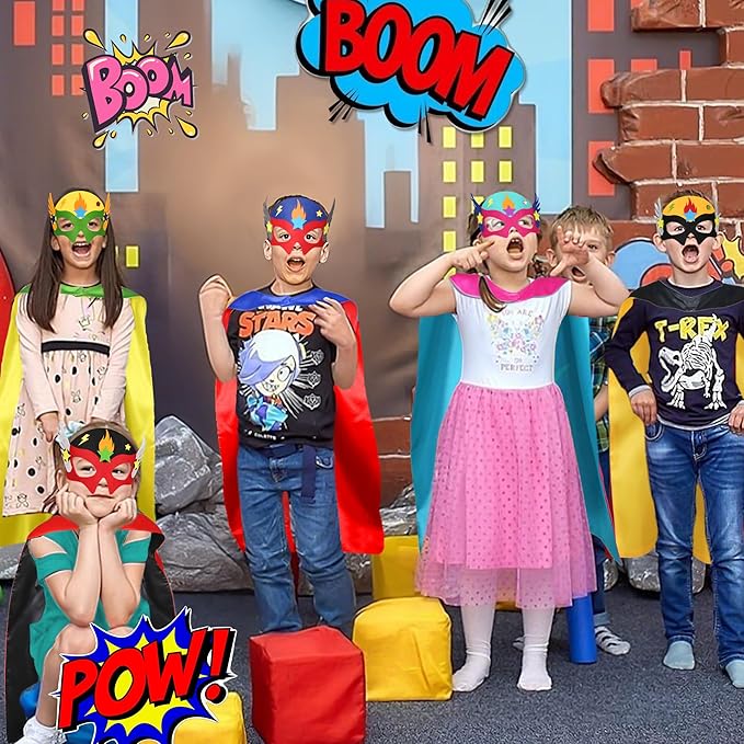 D.Q.Z Star Superhero Cape and Mask for Kids Dress Up Costume, Super Hero Toys for Boys Girls Halloween Party Favors