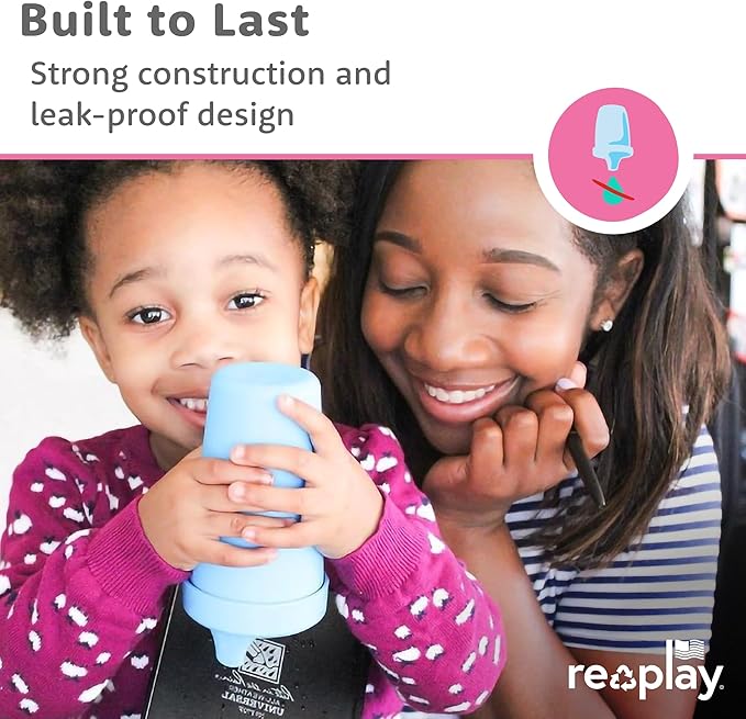 Re-Play Spill-Proof Sippy Cups - Reusable 10 Oz Set of 4, Dishwasher & Microwave Safe, Made in USA, Preschool