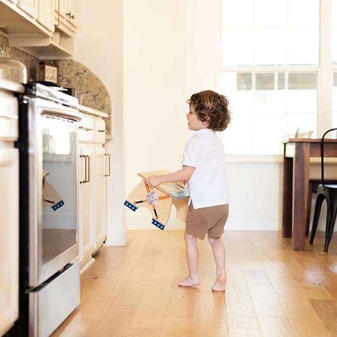 Step Stool for Toddlers- Personalized Wood Kids Step Stool with Name for Kitchen Sink, Bathroom, Potty Training, Toilet, Kitchen Sink- Sturdy and Safe- Made in USA by BloomOwl (Adventure-Explore)