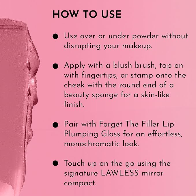 Lawless Pinch My Cheeks Soft-Blur Cream Blush - Duchess - Premium Blush with Natural Ingredients to Re-Energize and Protect the Skin While Imparting a Soft, Cloudy Finish - 0.18 oz