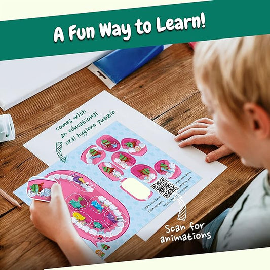 Dr. Ram's Fun Flexi Flossers for Kids - Anti-Ouch Shaped Kids Dental Floss with Puzzle and Game - Light Citrus Fruit Scent Kid Floss (75 Count)