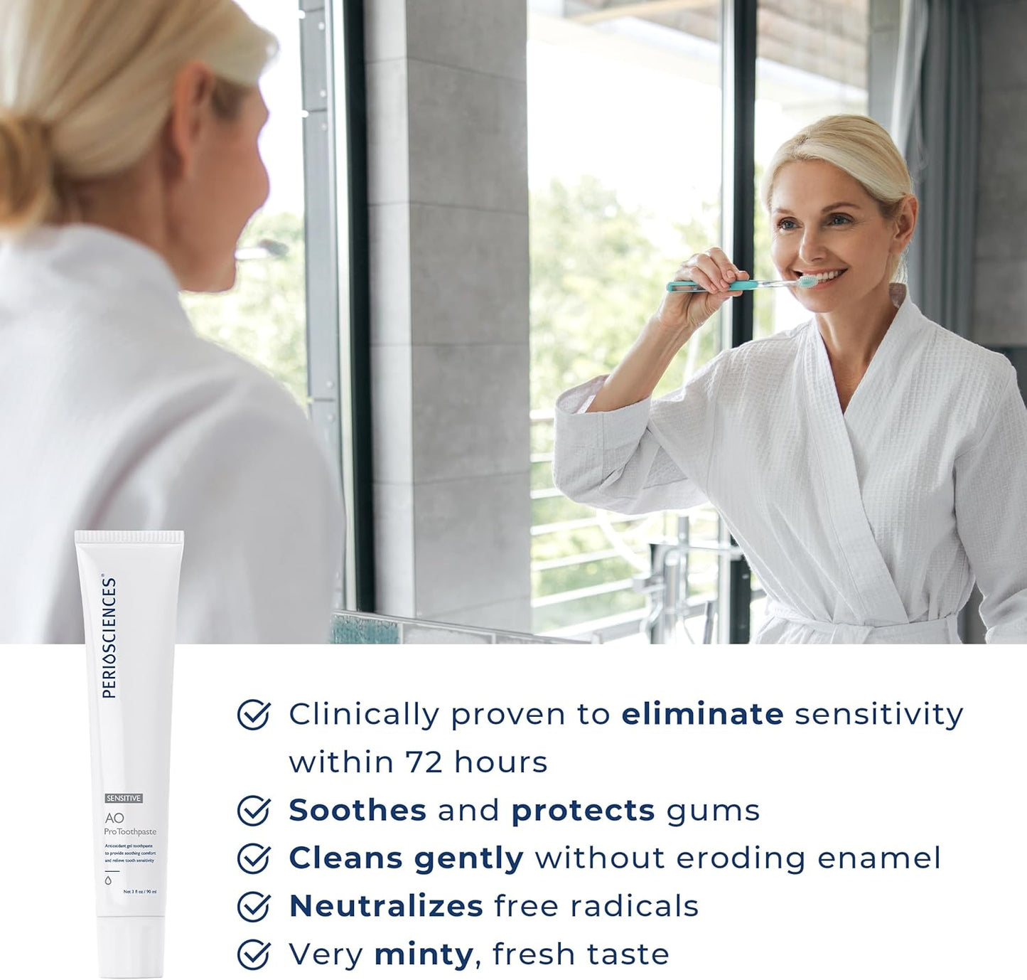 PerioSciences AO Pro Sensitive Toothpaste with Nano Hydroxyapatite, Reduces Sensitivity, Remineralizing, 3 fl oz / 90ml